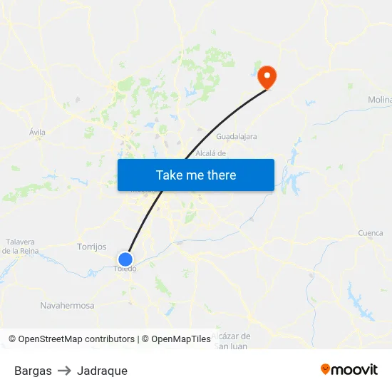 Bargas to Jadraque map