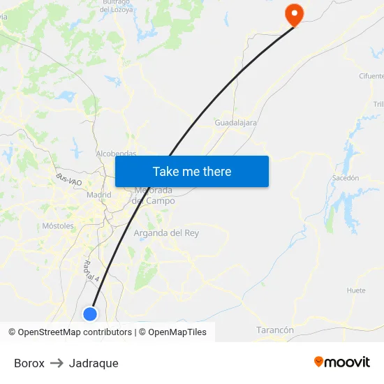 Borox to Jadraque map