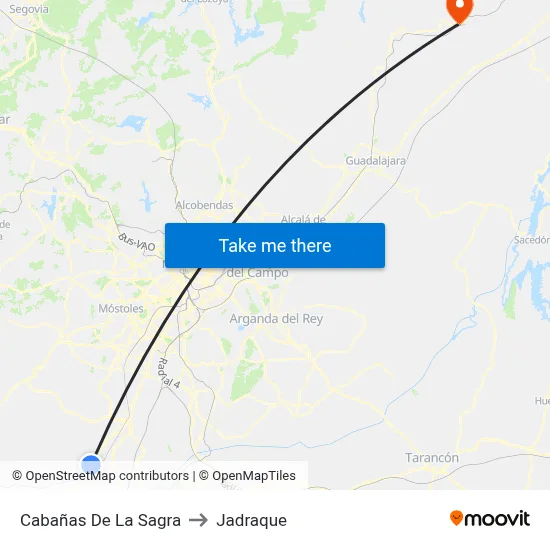 Cabañas De La Sagra to Jadraque map