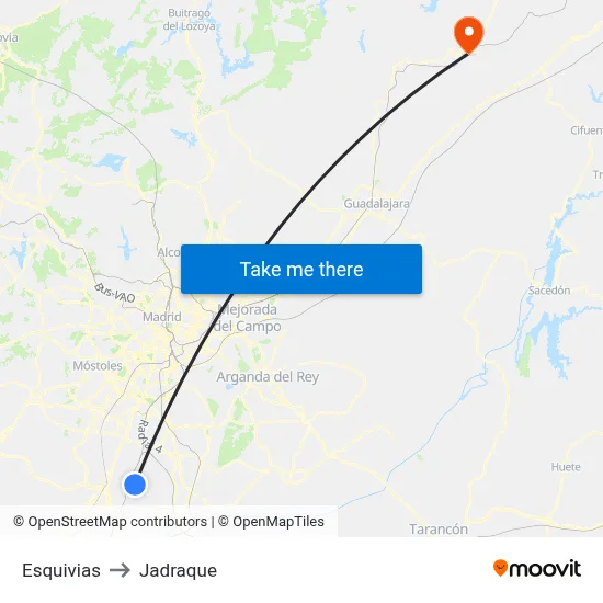 Esquivias to Jadraque map