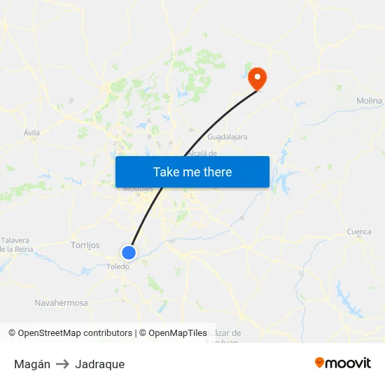 Magán to Jadraque map