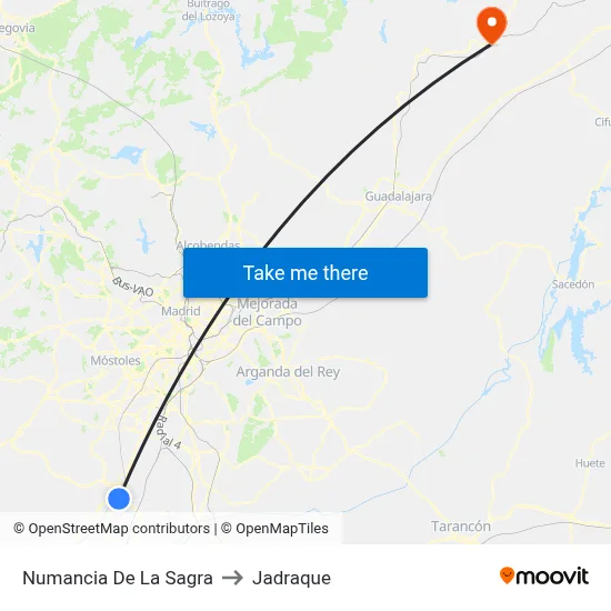 Numancia De La Sagra to Jadraque map