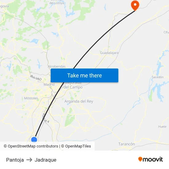 Pantoja to Jadraque map