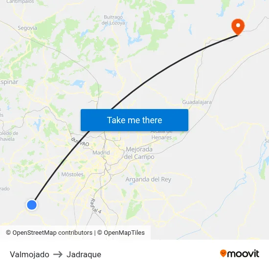 Valmojado to Jadraque map