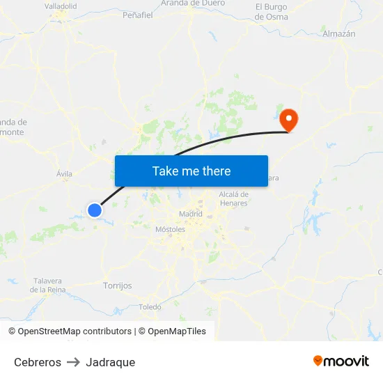 Cebreros to Jadraque map
