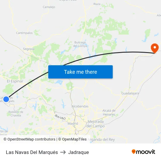 Las Navas Del Marqués to Jadraque map