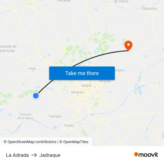 La Adrada to Jadraque map