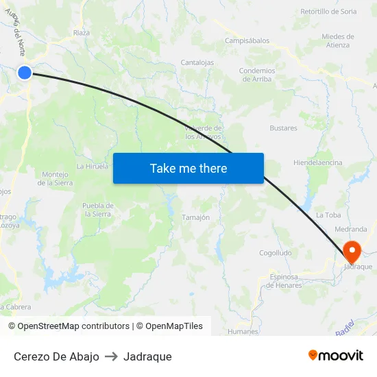 Cerezo De Abajo to Jadraque map
