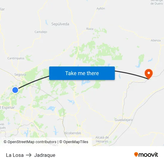 La Losa to Jadraque map