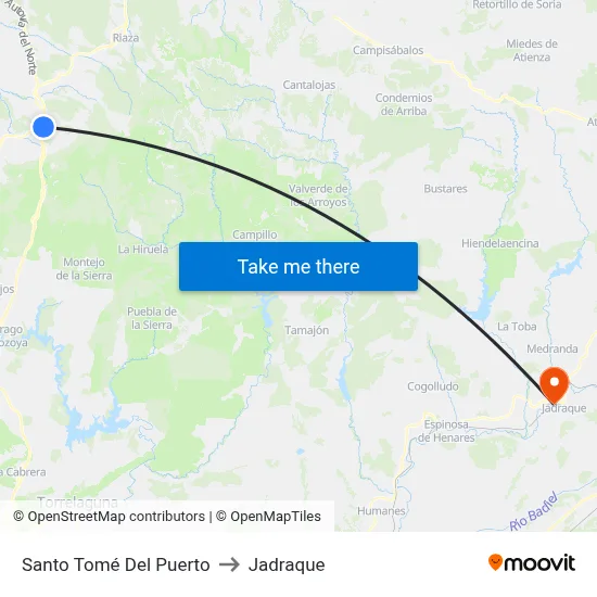 Santo Tomé Del Puerto to Jadraque map