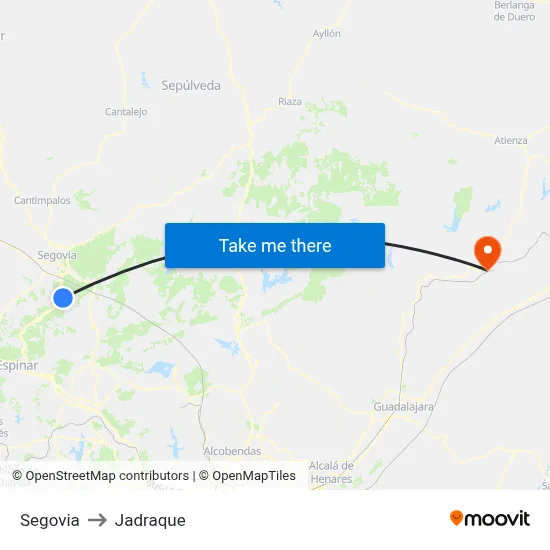 Segovia to Jadraque map