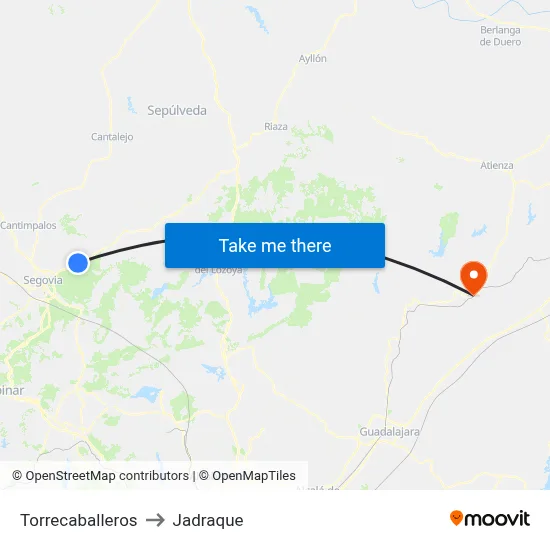 Torrecaballeros to Jadraque map