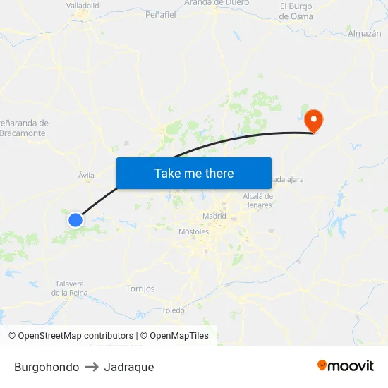 Burgohondo to Jadraque map