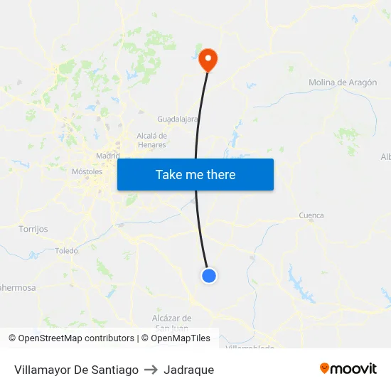 Villamayor De Santiago to Jadraque map