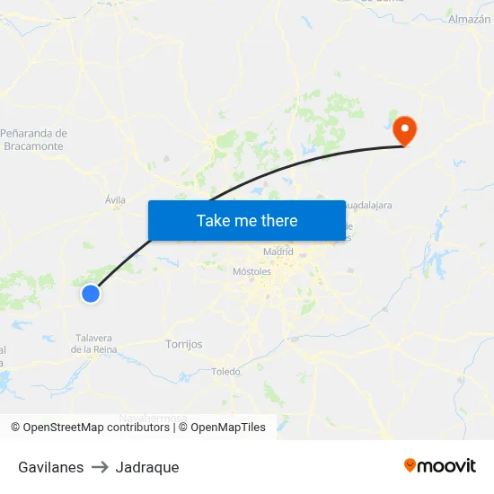 Gavilanes to Jadraque map
