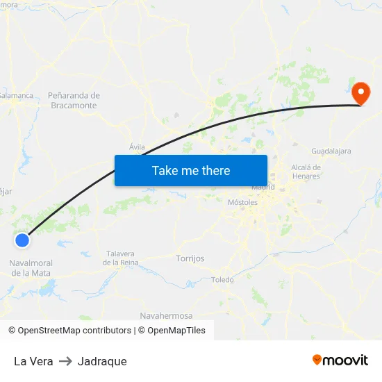 La Vera to Jadraque map