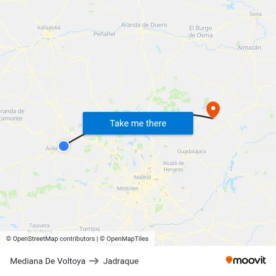 Mediana De Voltoya to Jadraque map
