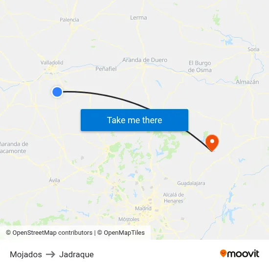 Mojados to Jadraque map