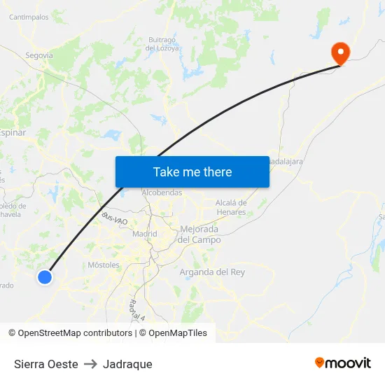 Sierra Oeste to Jadraque map