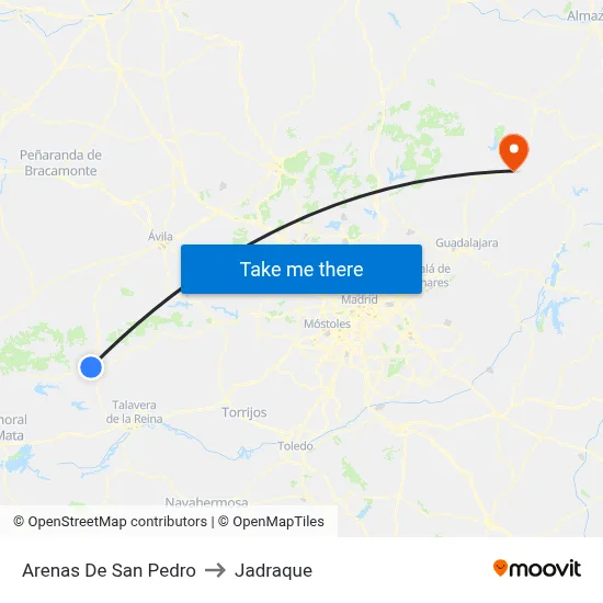 Arenas De San Pedro to Jadraque map