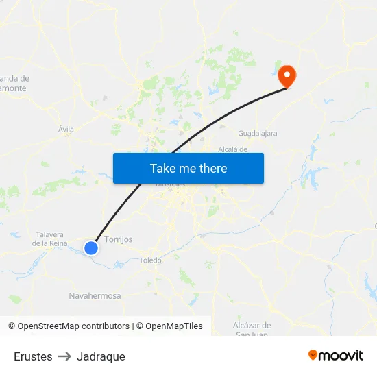 Erustes to Jadraque map