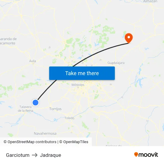 Garciotum to Jadraque map