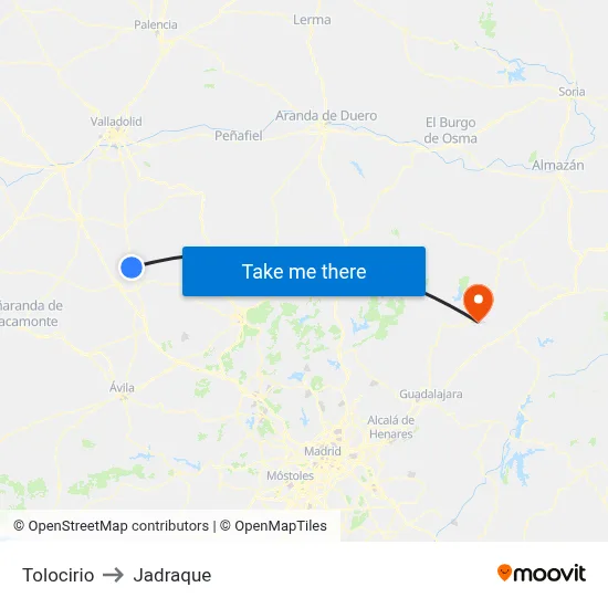 Tolocirio to Jadraque map
