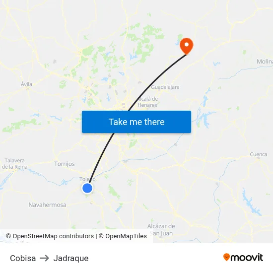 Cobisa to Jadraque map