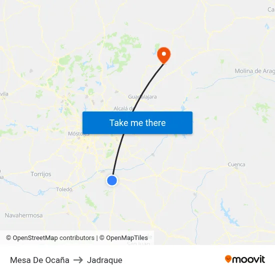 Mesa De Ocaña to Jadraque map
