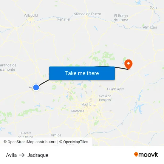 Ávila to Jadraque map