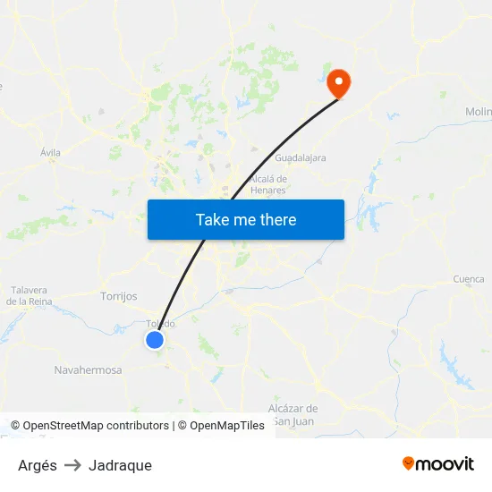Argés to Jadraque map