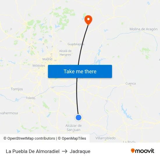 La Puebla De Almoradiel to Jadraque map
