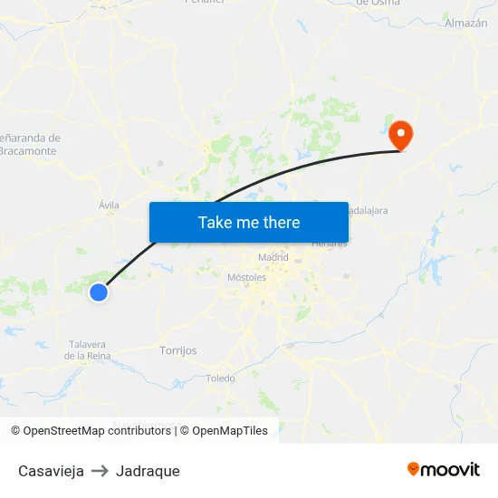 Casavieja to Jadraque map