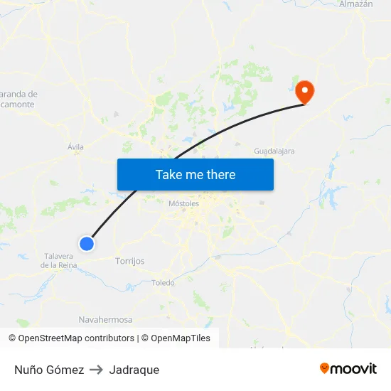 Nuño Gómez to Jadraque map