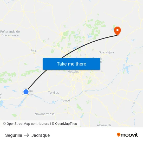 Segurilla to Jadraque map