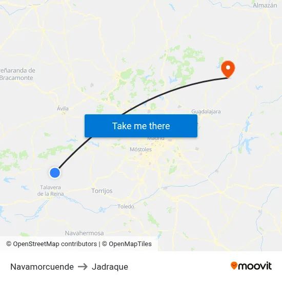 Navamorcuende to Jadraque map