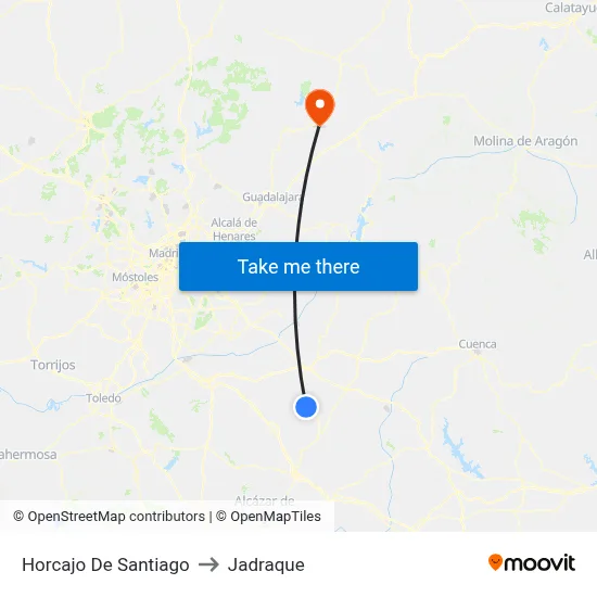 Horcajo De Santiago to Jadraque map