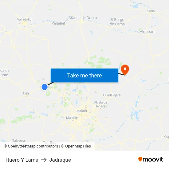 Ituero Y Lama to Jadraque map