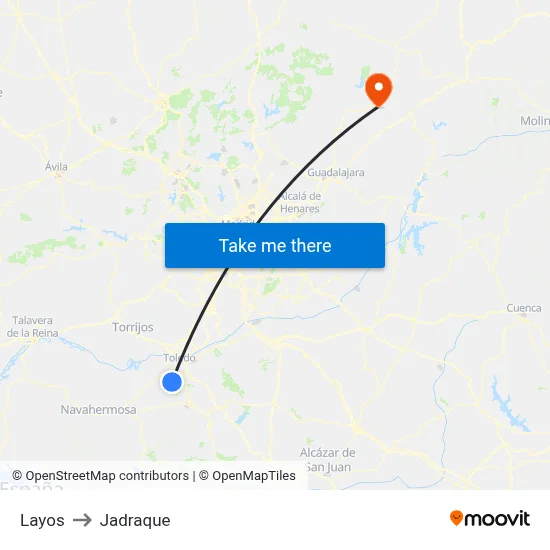 Layos to Jadraque map