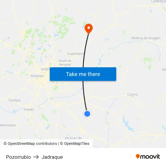 Pozorrubio to Jadraque map