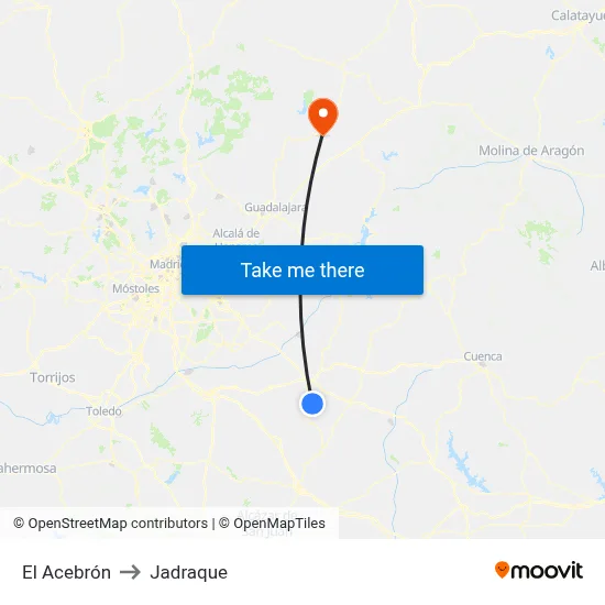 El Acebrón to Jadraque map
