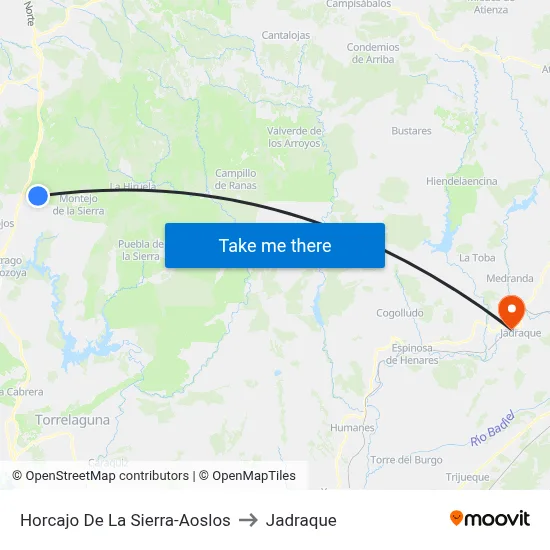 Horcajo De La Sierra-Aoslos to Jadraque map