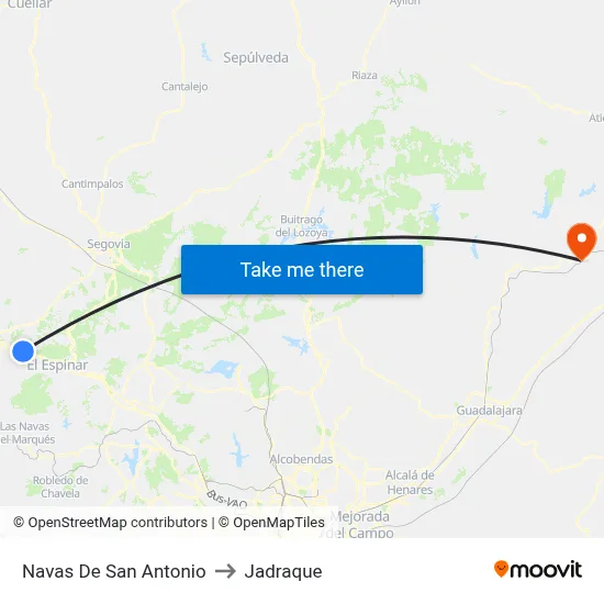 Navas De San Antonio to Jadraque map