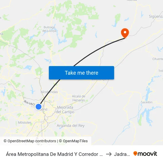 Área Metropolitana De Madrid Y Corredor Del Henares to Jadraque map