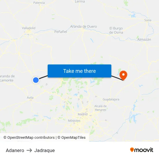 Adanero to Jadraque map