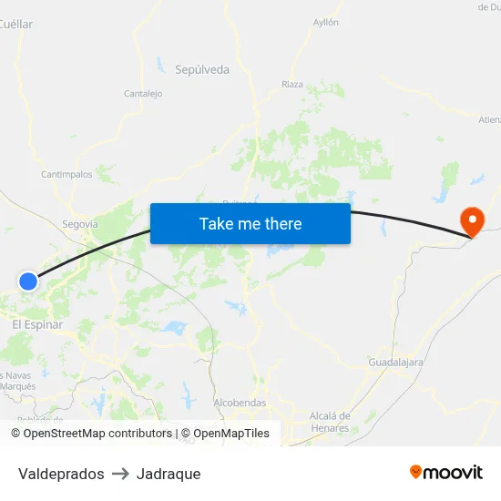 Valdeprados to Jadraque map