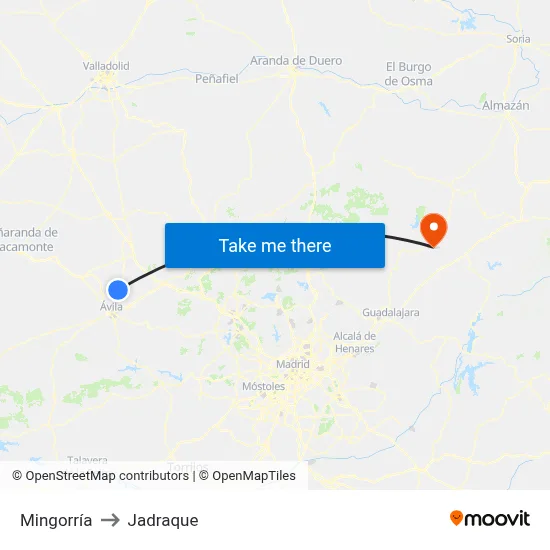 Mingorría to Jadraque map