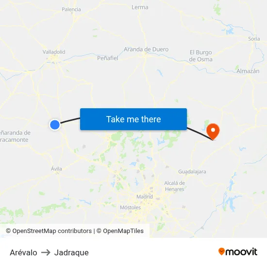 Arévalo to Jadraque map
