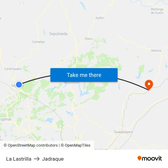 La Lastrilla to Jadraque map