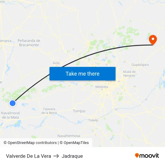 Valverde De La Vera to Jadraque map